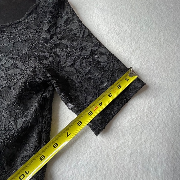 Style & Co. Vintage Y2K Black Lace Sheer Dress Floral Black Medium Midi - Picture 15 of 16